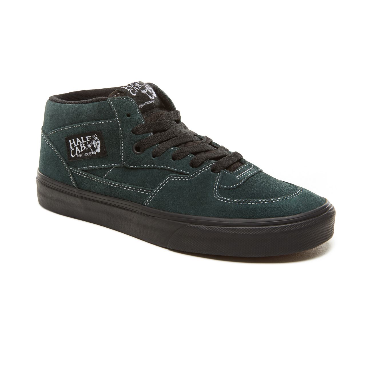 Vans Suede Black Outsole Half Cab Classic Mens Womens - (Black Outsole) Darkest Spruce/Black VA348EU8U Shoes