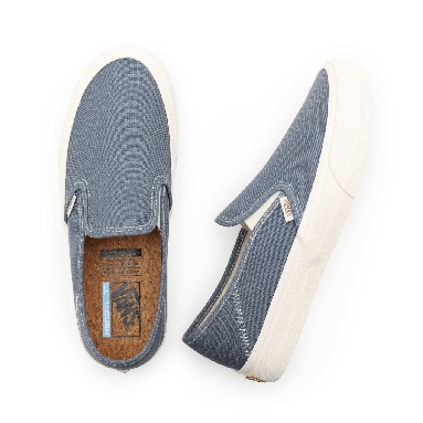 Vans Eco Theory Slip-On Sf Blue Classic Mens Womens - (Eco Theory) cement blue/marshmallow VN0A5HYQA01 Shoes