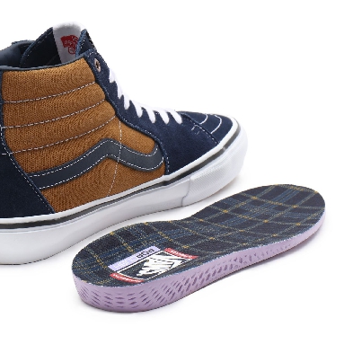 Vans Skate Sk8-Hi Brown Classic Mens Womens - (Reynolds) navy/golden brown VN0A5FCC9CV Shoes