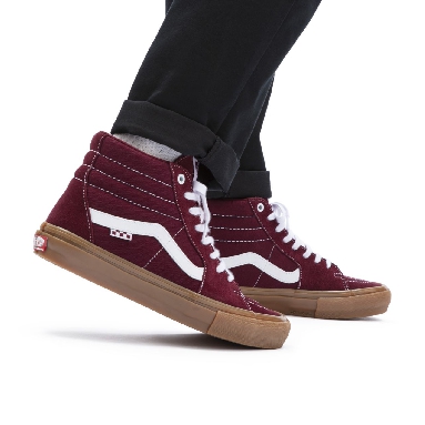 Vans Skate Sk8-Hi Red Classic Mens Womens - Port/Gum VN0A5FCCK10 Shoes