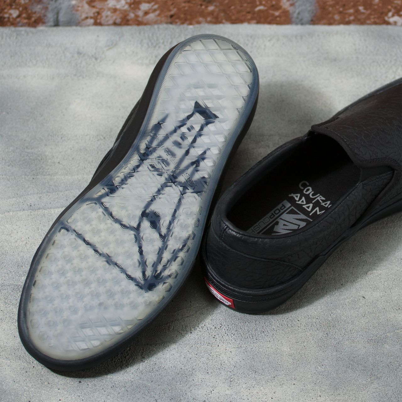 Vans Courage Adams BMX Slip-On Black Classic Mens Womens - (Courage Adams) Black Elephant VN0A5JIS953 Shoes