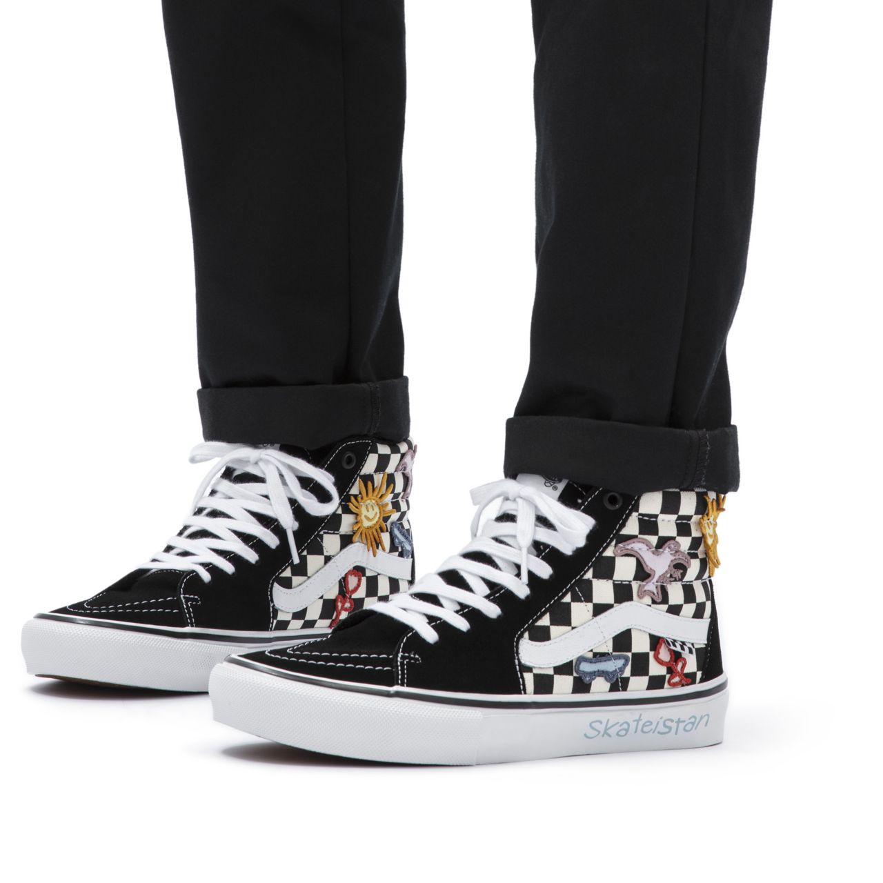 Vans x Skateistan Skate Sk8-Hi Black Classic Mens Womens - (Skateistan) Checkerboard VN0A5FCC89C Shoes