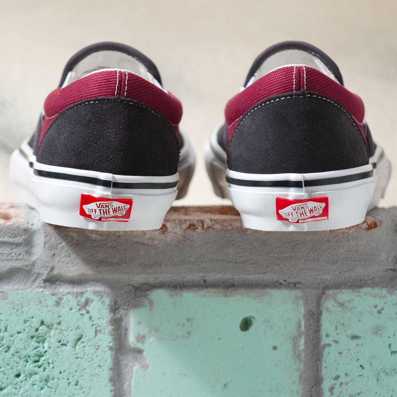 Vans Skate Slip-On Red Classic Mens Womens - asphalt/pomegranate VN0A5FCA249 Shoes