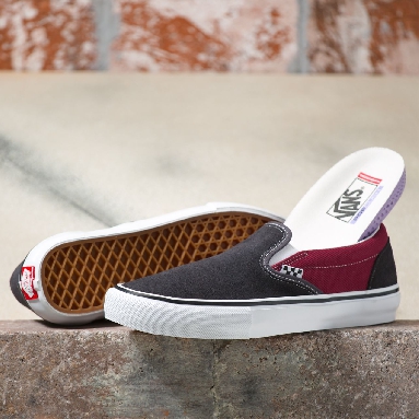 Vans Skate Slip-On Red Classic Mens Womens - asphalt/pomegranate VN0A5FCA249 Shoes