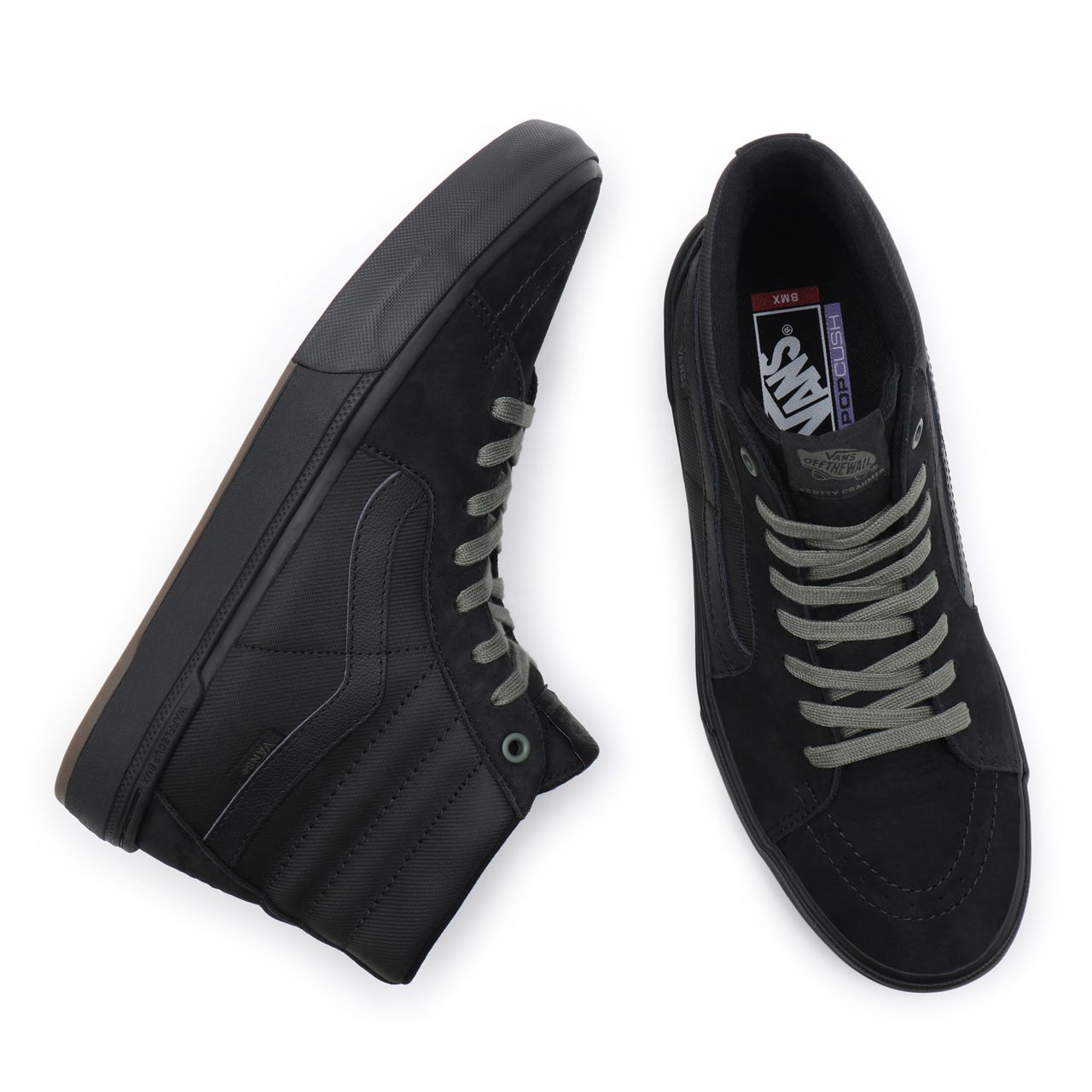 Vans BMX Sk8-Hi Black Classic Mens Womens - (Scotty Cranmer) black/thyme VN0A5JIQ9BH Shoes