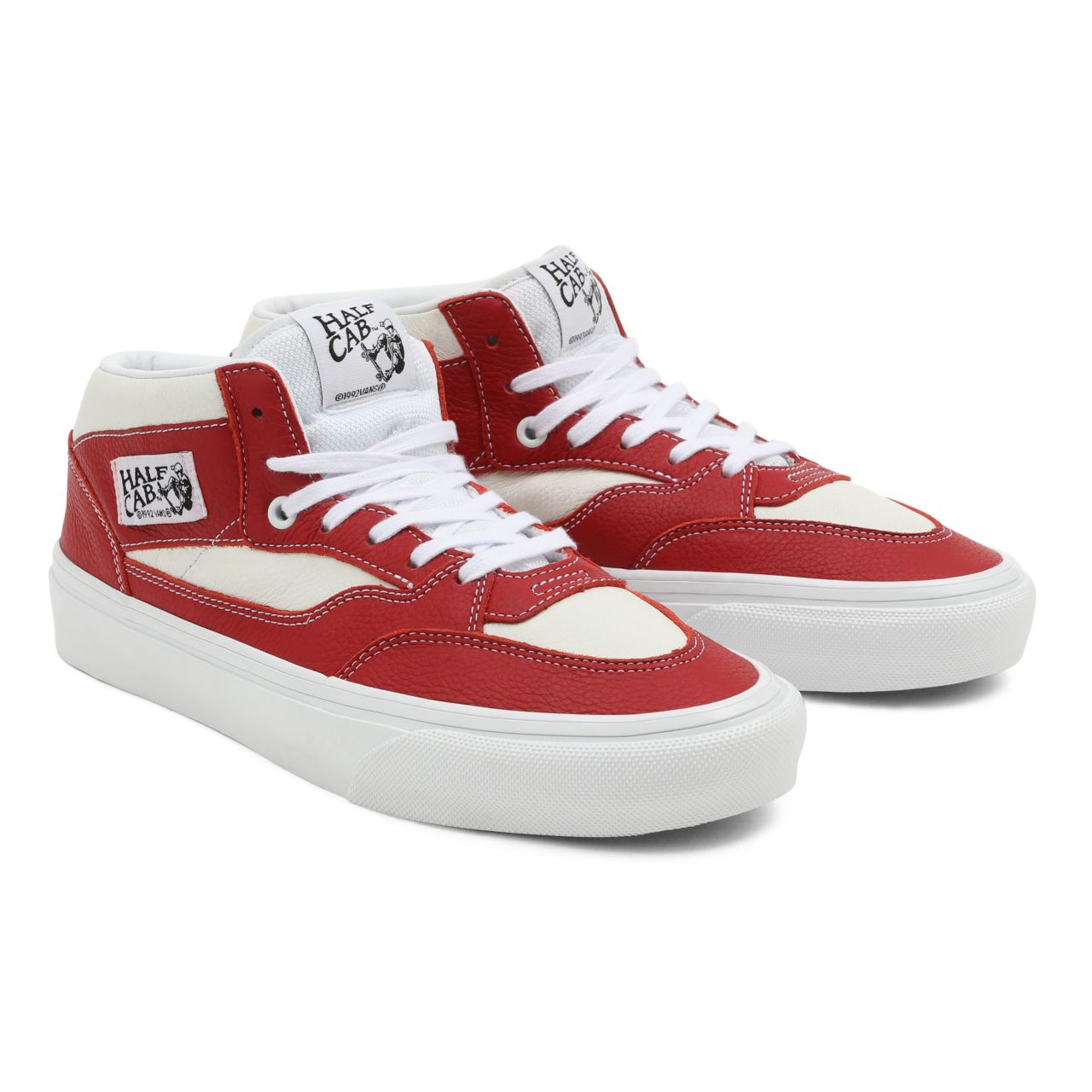 Vans Sport Leather Skate Half Cab 92 White Classic Mens Womens - (Sport Leather) Chili Pepper/White VN0A5KYA82E Shoes