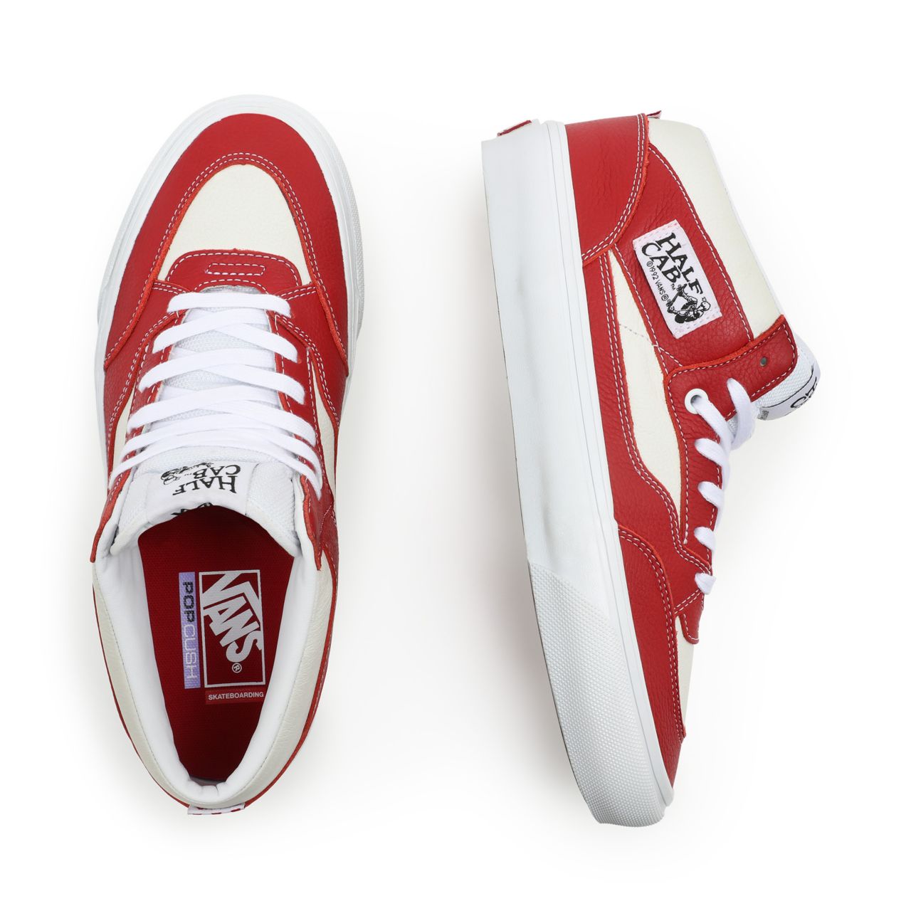 Vans Sport Leather Skate Half Cab 92 White Classic Mens Womens - (Sport Leather) Chili Pepper/White VN0A5KYA82E Shoes