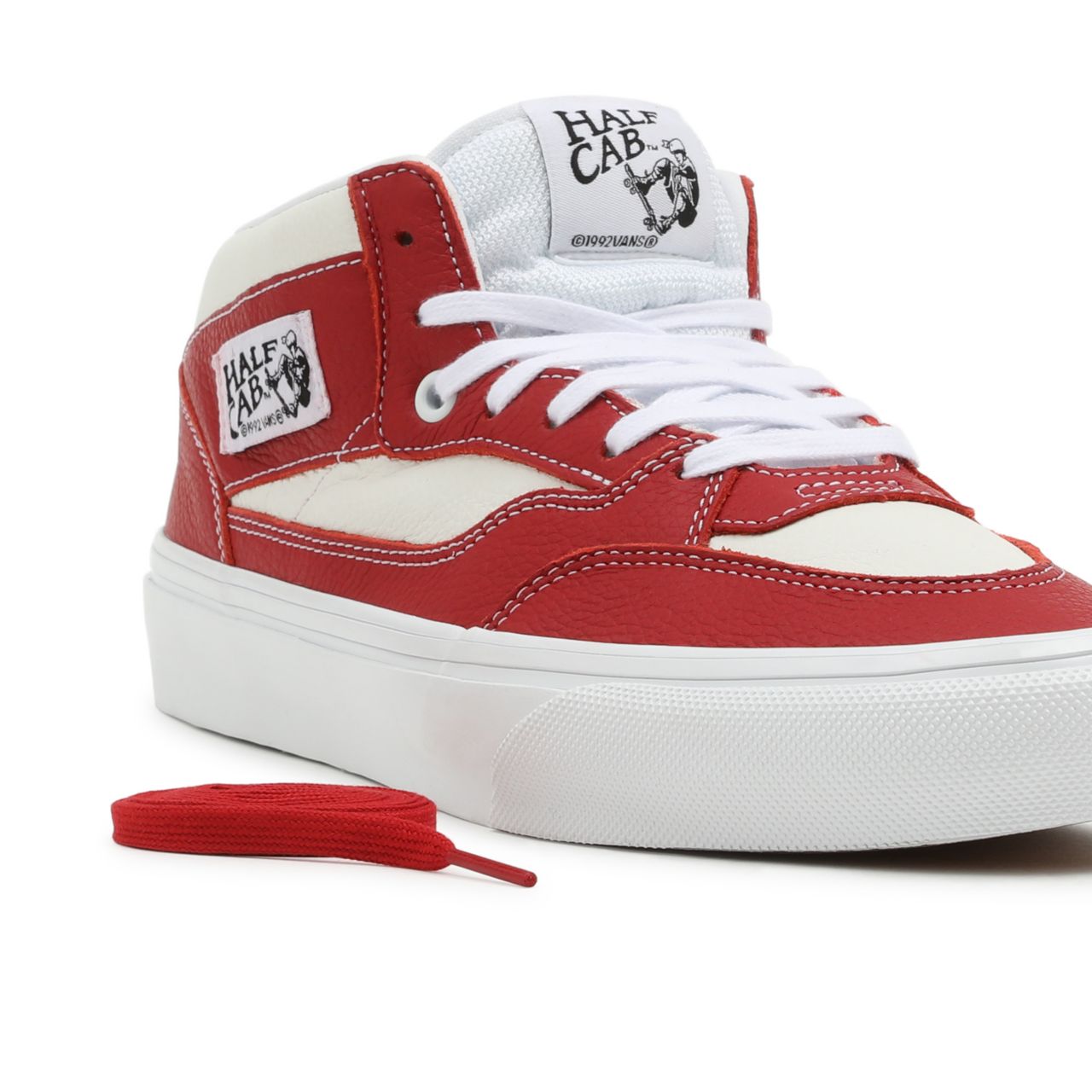 Vans Sport Leather Skate Half Cab 92 White Classic Mens Womens - (Sport Leather) Chili Pepper/White VN0A5KYA82E Shoes