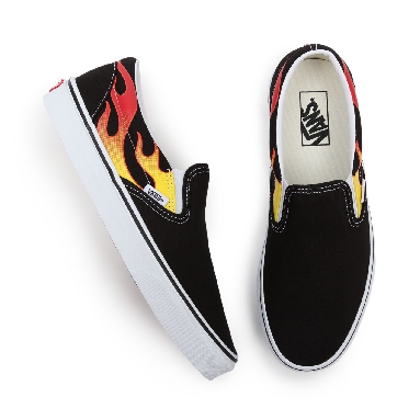 Vans Flame Classic Slip-On Black Classic Mens Womens - (Flame) Black/Black/True White VN0A38F7PHN Shoes