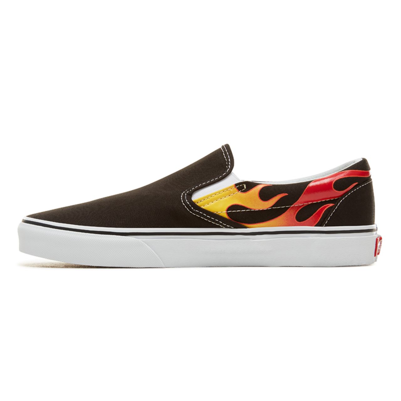 Vans Flame Classic Slip-On Black Classic Mens Womens - (Flame) Black/Black/True White VN0A38F7PHN Shoes