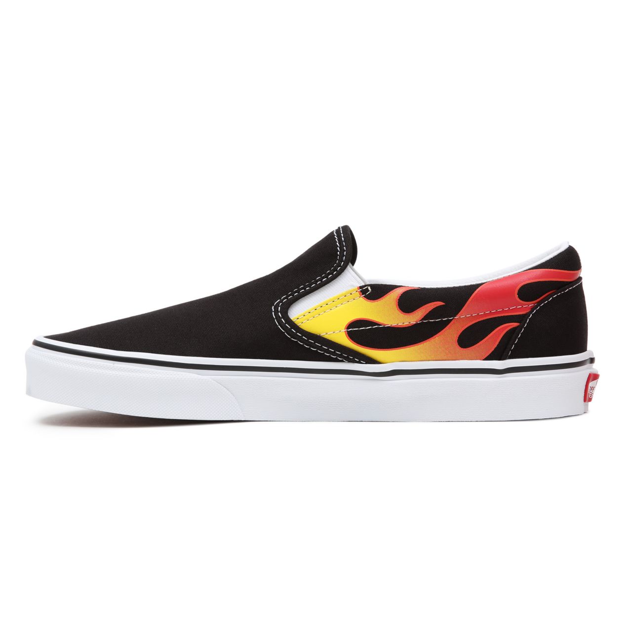 Vans Flame Classic Slip-On Black Classic Mens Womens - (Flame) Black/Black/True White VN0A38F7PHN Shoes