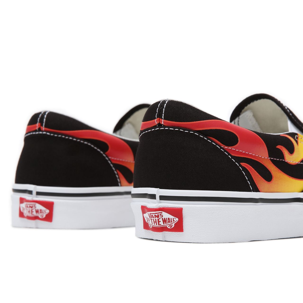 Vans Flame Classic Slip-On Black Classic Mens Womens - (Flame) Black/Black/True White VN0A38F7PHN Shoes