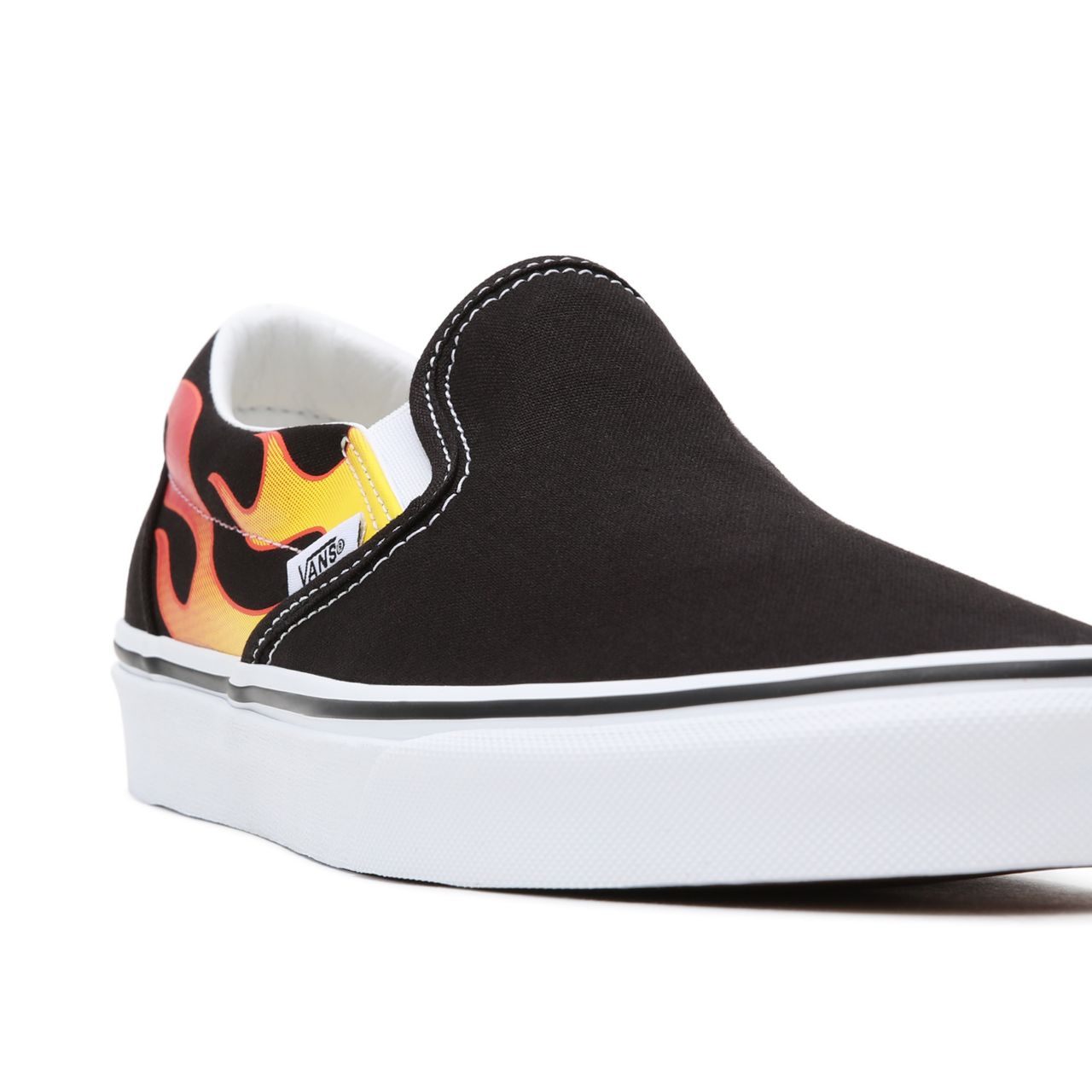 Vans Flame Classic Slip-On Black Classic Mens Womens - (Flame) Black/Black/True White VN0A38F7PHN Shoes