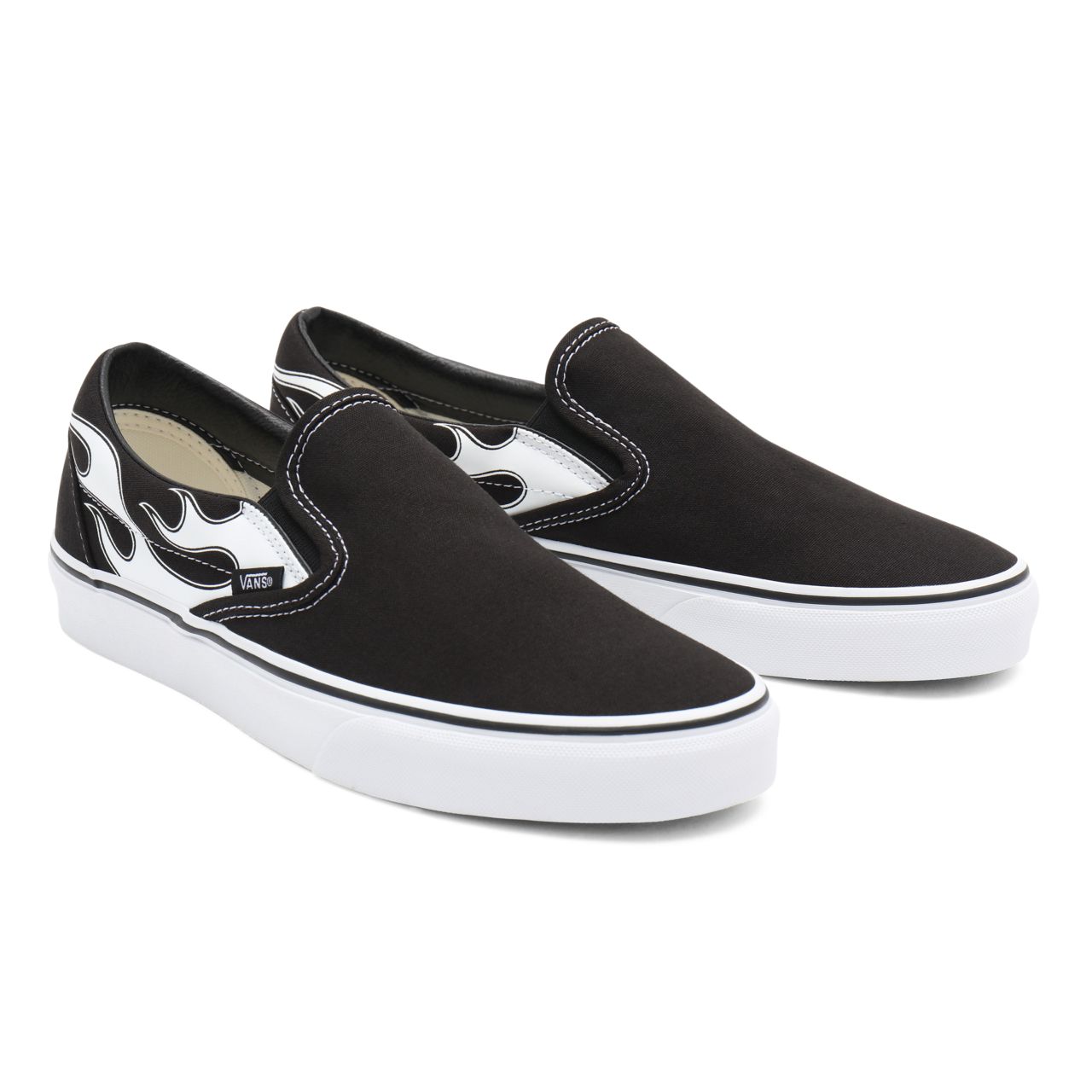 Vans Flame Classic Slip-On Black Classic Mens Womens - (Flame) black/white VN0A33TBK68 Shoes