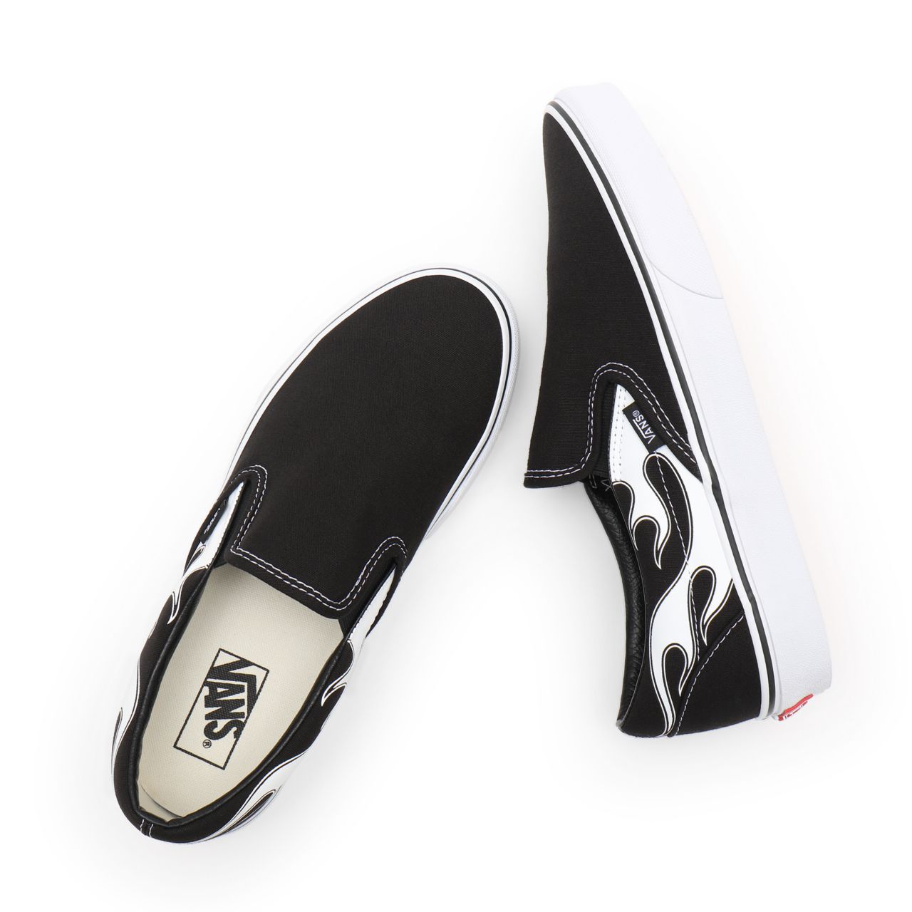 Vans Flame Classic Slip-On Black Classic Mens Womens - (Flame) black/white VN0A33TBK68 Shoes