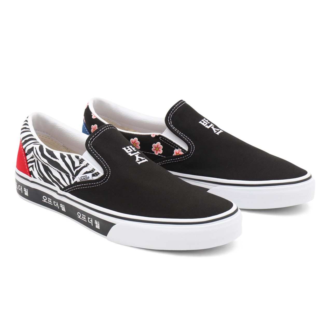 Vans Korean Typography Classic Slip-On Black Classic Mens Womens - (Korean Typography) racing red/true blue VN0A33TB9HW Shoes