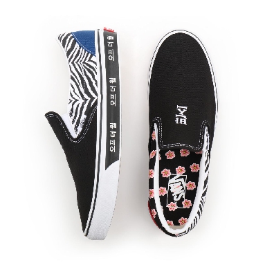 Vans Korean Typography Classic Slip-On Black Classic Mens Womens - (Korean Typography) racing red/true blue VN0A33TB9HW Shoes