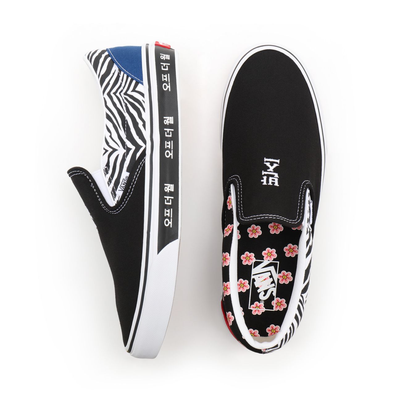 Vans Korean Typography Classic Slip-On Black Classic Mens Womens - (Korean Typography) racing red/true blue VN0A33TB9HW Shoes