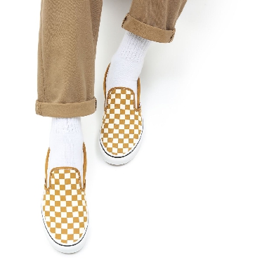 Vans Checkerboard Classic Slip-On Brown Classic Mens Womens - (Checkerboard) golden brown/true white VN0A33TB9HN Shoes