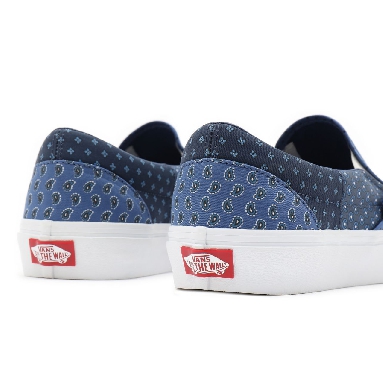 Vans Tie Print Patchwork Classic Slip-On Blue Classic Mens Womens - (Tie Print Patchwork) true navy/true white VN0A33TB9HY Shoes