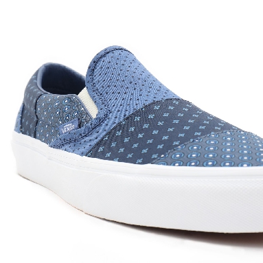 Vans Tie Print Patchwork Classic Slip-On Blue Classic Mens Womens - (Tie Print Patchwork) true navy/true white VN0A33TB9HY Shoes