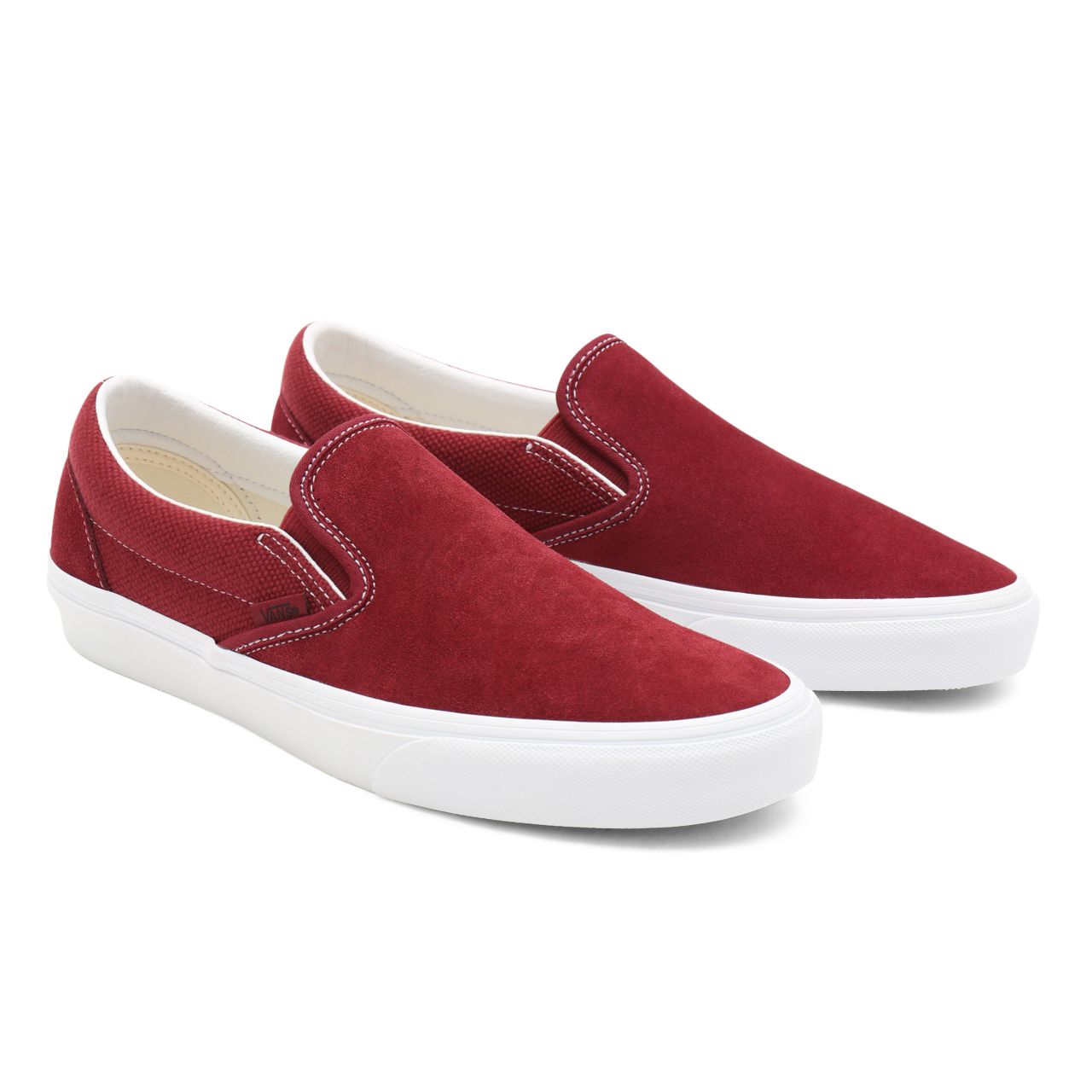 Vans Heavy Textures Classic Slip-On Red Classic Mens Womens - (Heavy Textures) pomegranate/true white VN0A33TB9HU Shoes