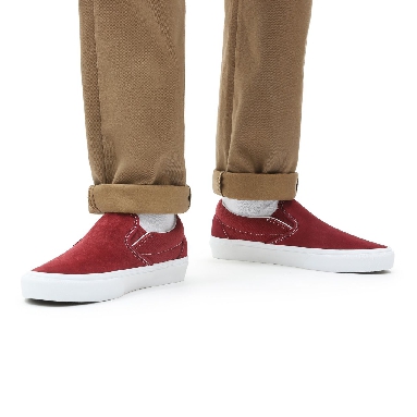 Vans Heavy Textures Classic Slip-On Red Classic Mens Womens - (Heavy Textures) pomegranate/true white VN0A33TB9HU Shoes