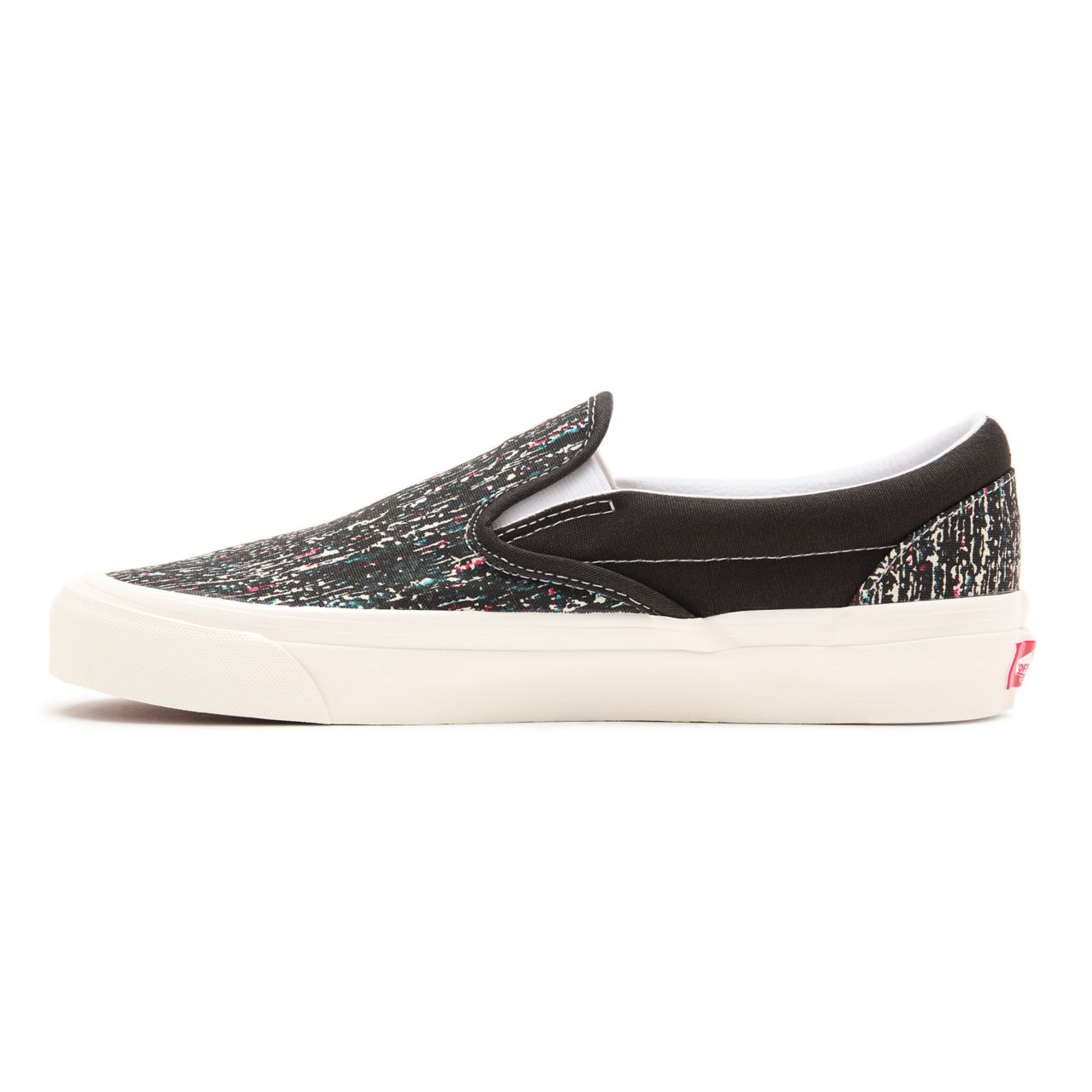 Vans Anaheim Factory Classic Slip-On 98 DX Black Classic Mens Womens - (Anaheim Factory) og black/og static print VN0A3JEX9IE Shoes