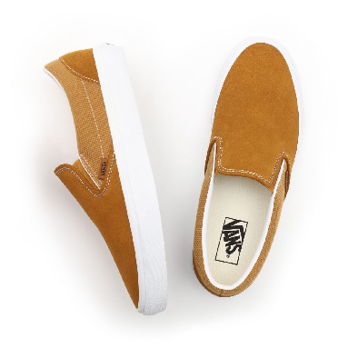 Vans Heavy Textures Classic Slip-On Brown Classic Mens Womens - (Heavy Textures) golden brown/true white VN0A33TB9HT Shoes