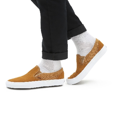 Vans Heavy Textures Classic Slip-On Brown Classic Mens Womens - (Heavy Textures) golden brown/true white VN0A33TB9HT Shoes