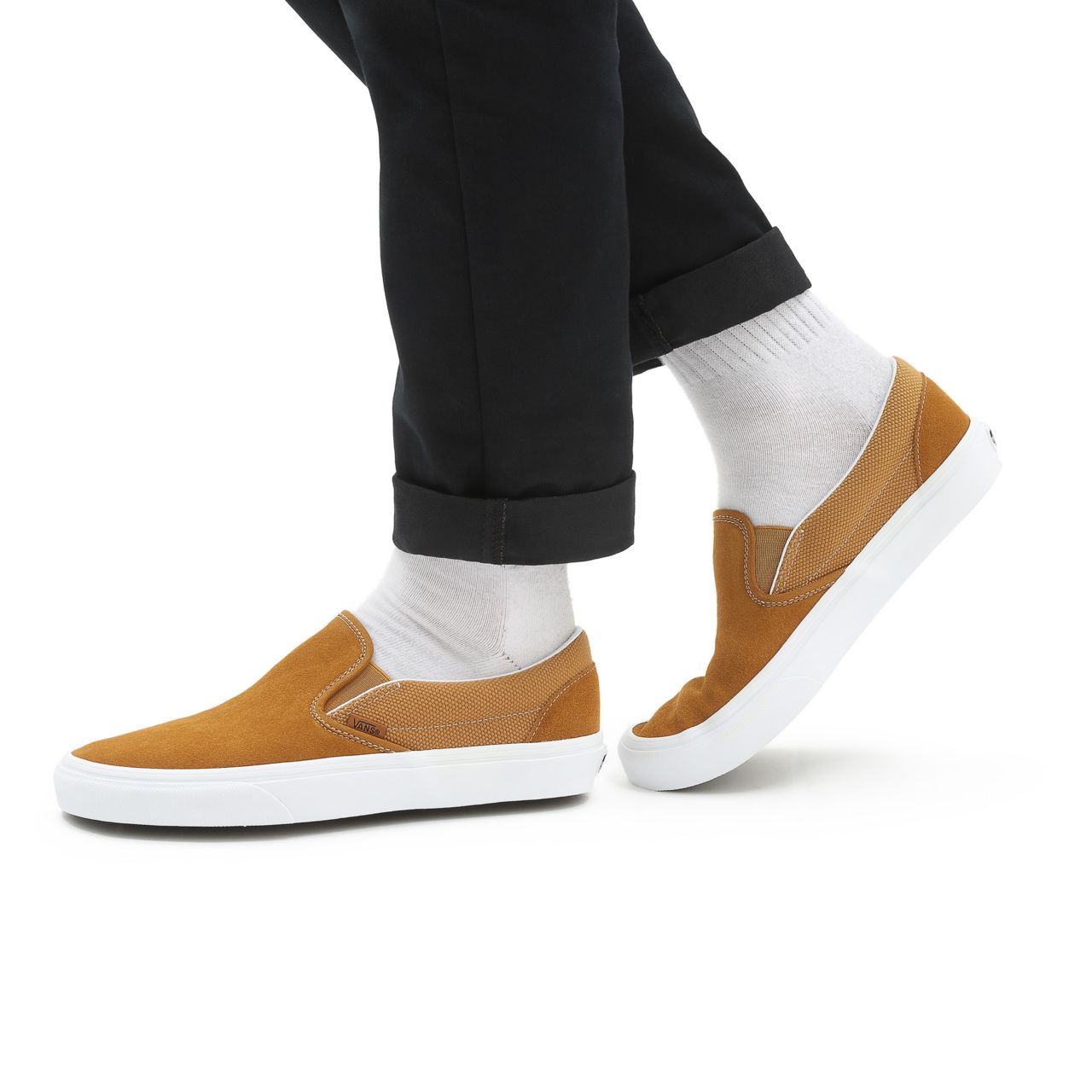 Vans Heavy Textures Classic Slip-On Brown Classic Mens Womens - (Heavy Textures) golden brown/true white VN0A33TB9HT Shoes