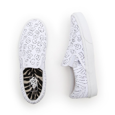 Vans U-Paint Classic Slip-On White Classic Mens Womens - (U-Paint) leopard/zebra VN0A33TB9I9 Shoes