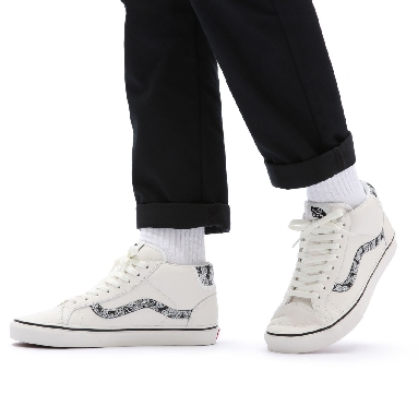 Vans Sport Paisley Mid Skool 37 White Classic Mens Womens - (Sport Paisley) Blanc De Blanc/Black VN0A3TKF914 Shoes