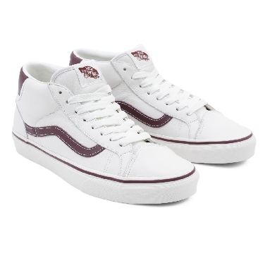 Vans Sport Leather Mid Skool 37 White Classic Mens Womens - (Sport Leather) blanc de blanc/port royale VN0A3TKF695 Shoes