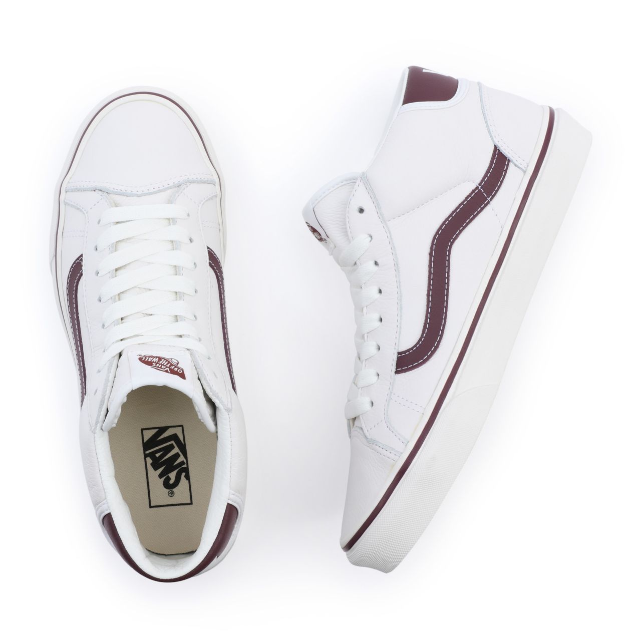 Vans Sport Leather Mid Skool 37 White Classic Mens Womens - (Sport Leather) blanc de blanc/port royale VN0A3TKF695 Shoes