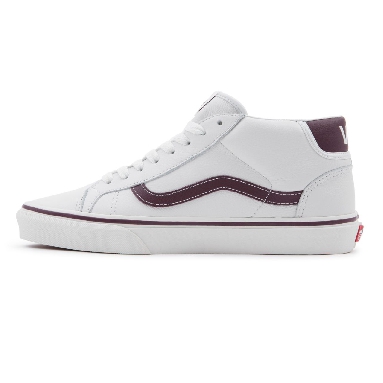 Vans Sport Leather Mid Skool 37 White Classic Mens Womens - (Sport Leather) blanc de blanc/port royale VN0A3TKF695 Shoes