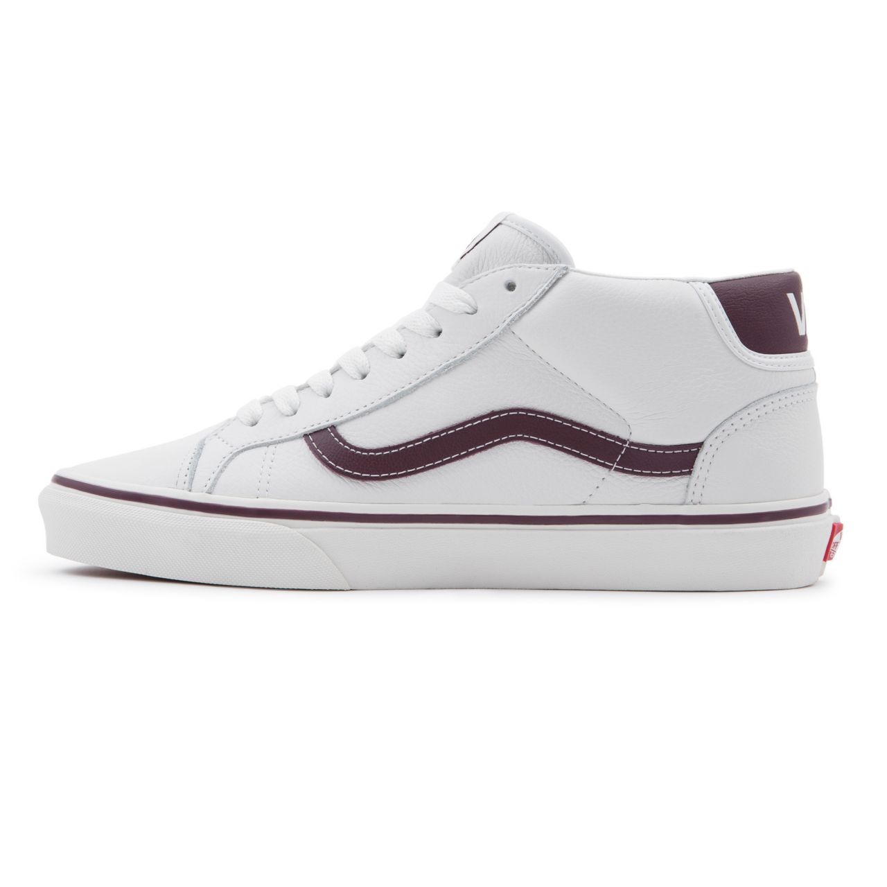 Vans Sport Leather Mid Skool 37 White Classic Mens Womens - (Sport Leather) blanc de blanc/port royale VN0A3TKF695 Shoes