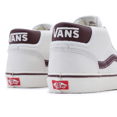 Vans Sport Leather Mid Skool 37 White Classic Mens Womens - (Sport Leather) blanc de blanc/port royale VN0A3TKF695 Shoes