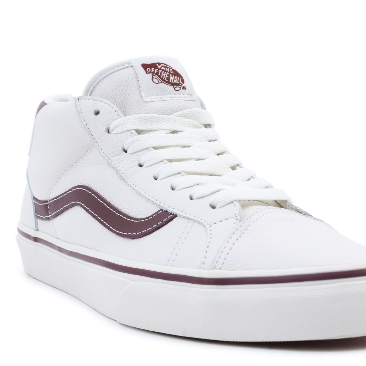 Vans Sport Leather Mid Skool 37 White Classic Mens Womens - (Sport Leather) blanc de blanc/port royale VN0A3TKF695 Shoes