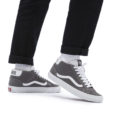 Vans Mid Skool 37 Grey Classic Mens Womens - Pewter/True White VN0A3TKF195 Shoes