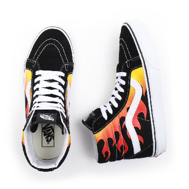 Vans Flame Sk8-Hi Reissue Black Classic Mens Womens - (Flame) Black/Black/True White VN0A2XSBPHN Shoes