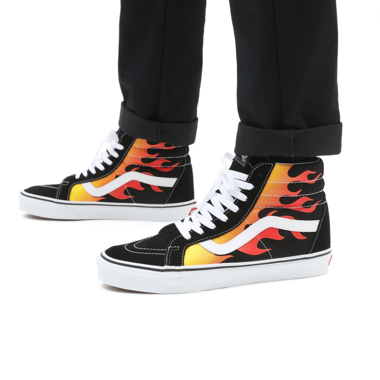 Vans Flame Sk8-Hi Reissue Black Classic Mens Womens - (Flame) Black/Black/True White VN0A2XSBPHN Shoes