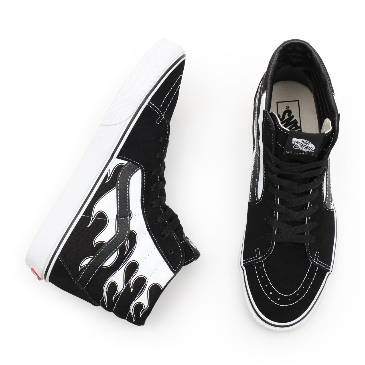 Vans Flame Sk8-Hi Black Classic Mens Womens - (Flame) black/white VN0A32QGK68 Shoes