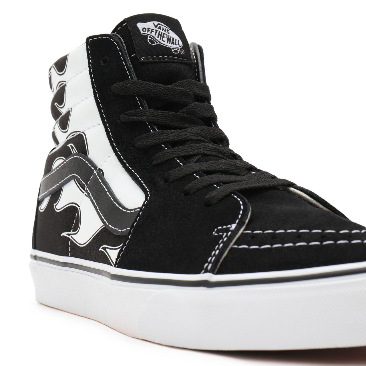 Vans Flame Sk8-Hi Black Classic Mens Womens - (Flame) black/white VN0A32QGK68 Shoes