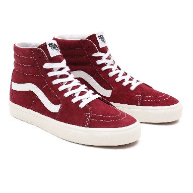 Vans Pig Suede Sk8-Hi Red Classic Mens Womens - (Pig Suede) pomegranate/snow white VN0A32QG9G8 Shoes