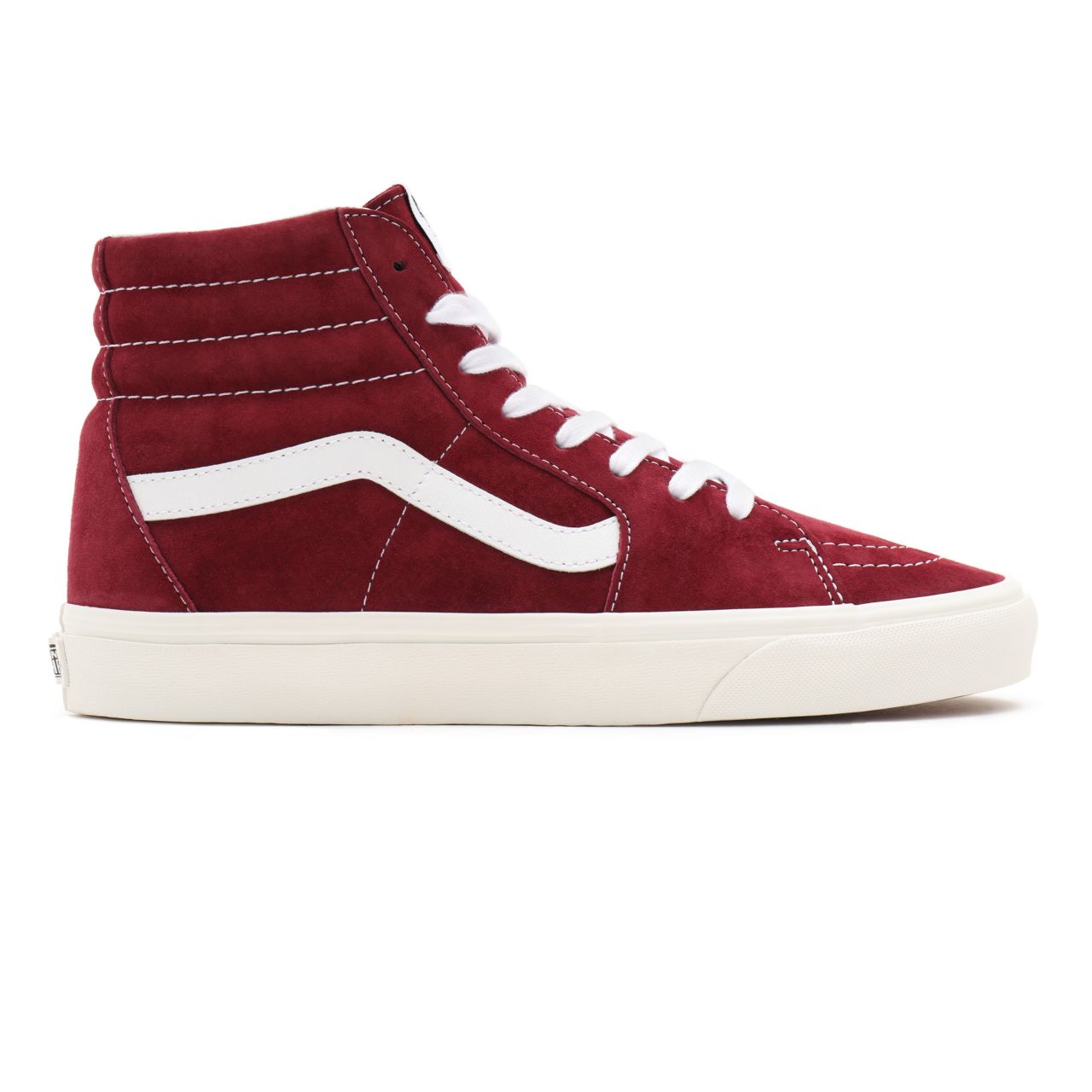 Vans Pig Suede Sk8-Hi Red Classic Mens Womens - (Pig Suede) pomegranate/snow white VN0A32QG9G8 Shoes