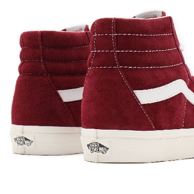 Vans Pig Suede Sk8-Hi Red Classic Mens Womens - (Pig Suede) pomegranate/snow white VN0A32QG9G8 Shoes