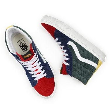 Vans Mixed Corduroy Sk8-Hi Multicolour Classic Mens Womens - (Mixed Corduroy) Multi/Jungle Green VN0A5KRH94M Shoes