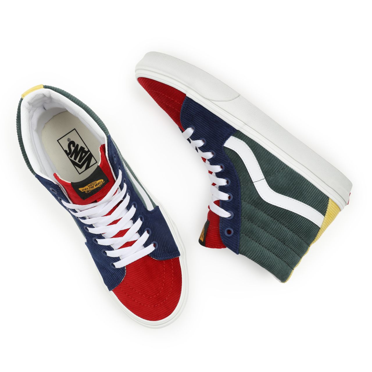 Vans Mixed Corduroy Sk8-Hi Multicolour Classic Mens Womens - (Mixed Corduroy) Multi/Jungle Green VN0A5KRH94M Shoes