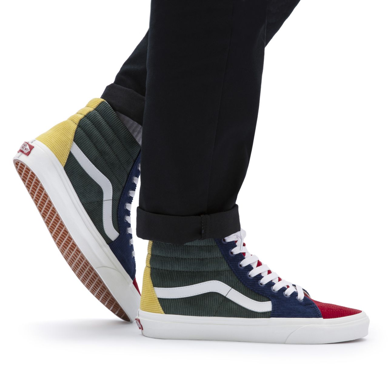 Vans Mixed Corduroy Sk8-Hi Multicolour Classic Mens Womens - (Mixed Corduroy) Multi/Jungle Green VN0A5KRH94M Shoes